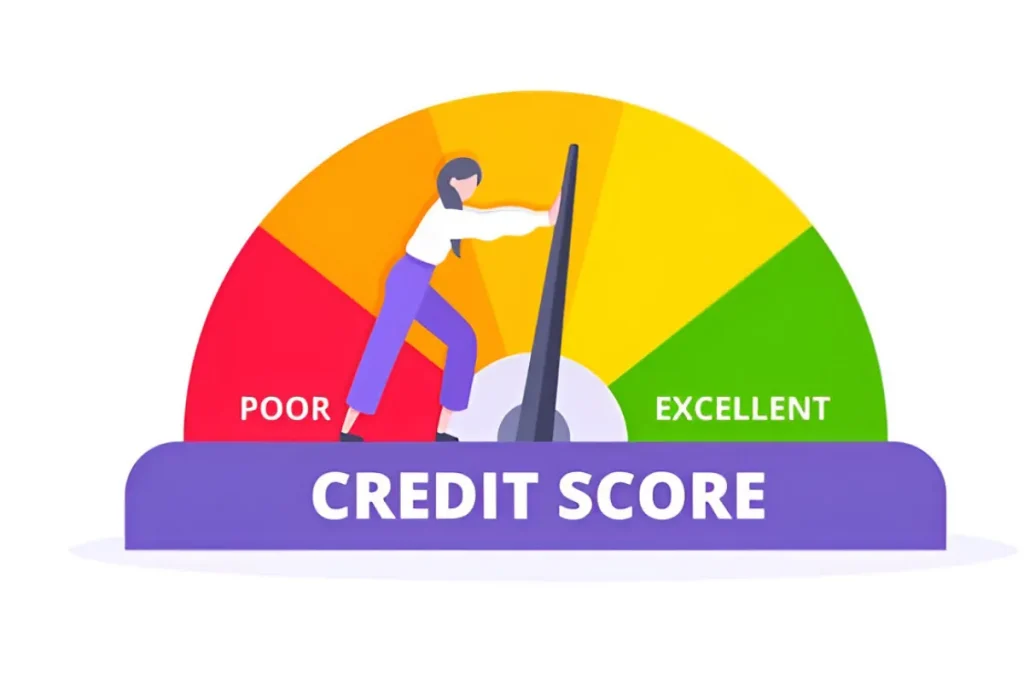 Visual representation of a person moving from debt to debt-free status, illustrating credit risk and financial freedom.