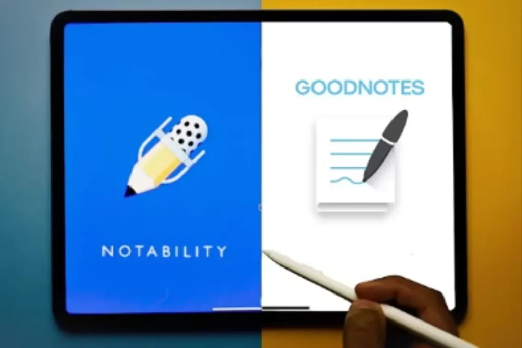 Comparison of GoodNotes vs Notability with their respective icons displayed.