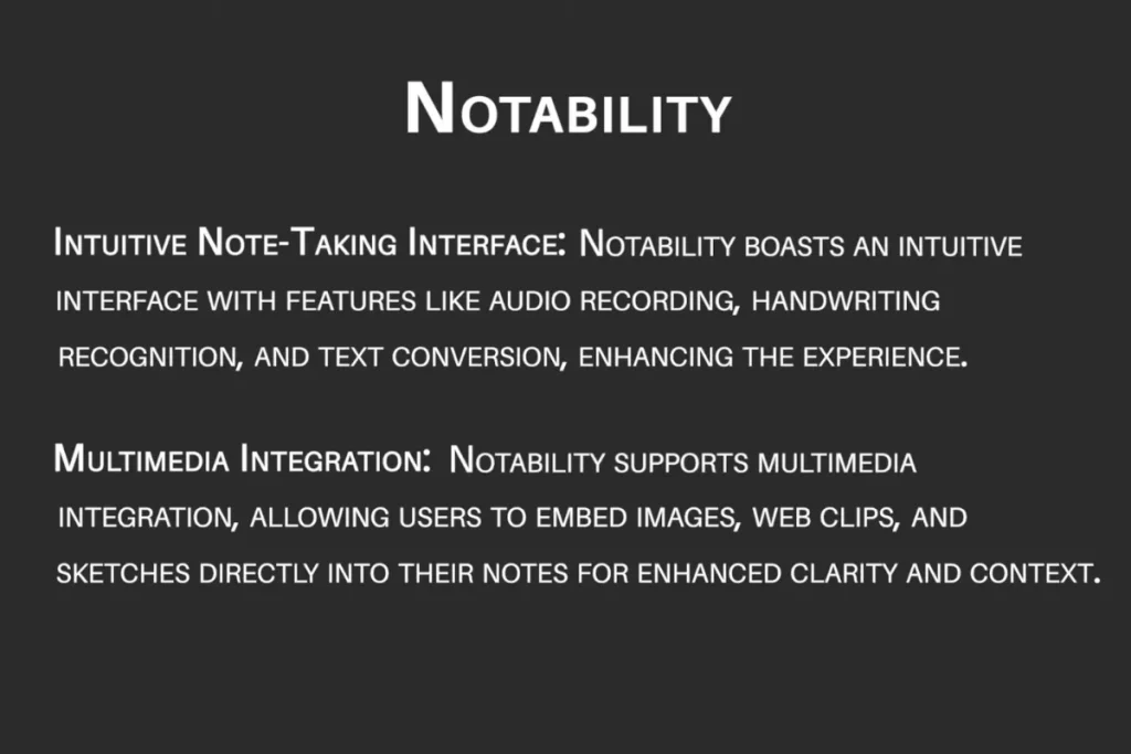 Image showing the Notability app interface for note-taking and PDF annotation.