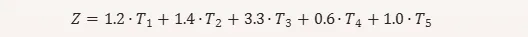 Formula for calculating Altman Z-Score, used to predict the likelihood of bankruptcy.