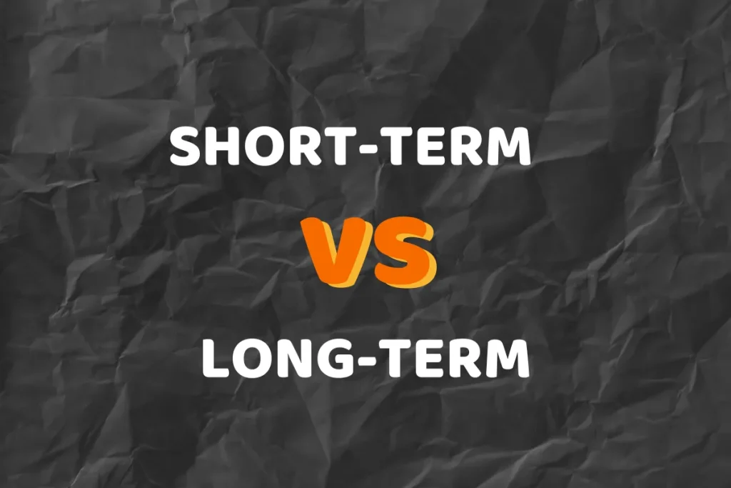 A graphic showing the comparison between short-term and long-term tax terms.