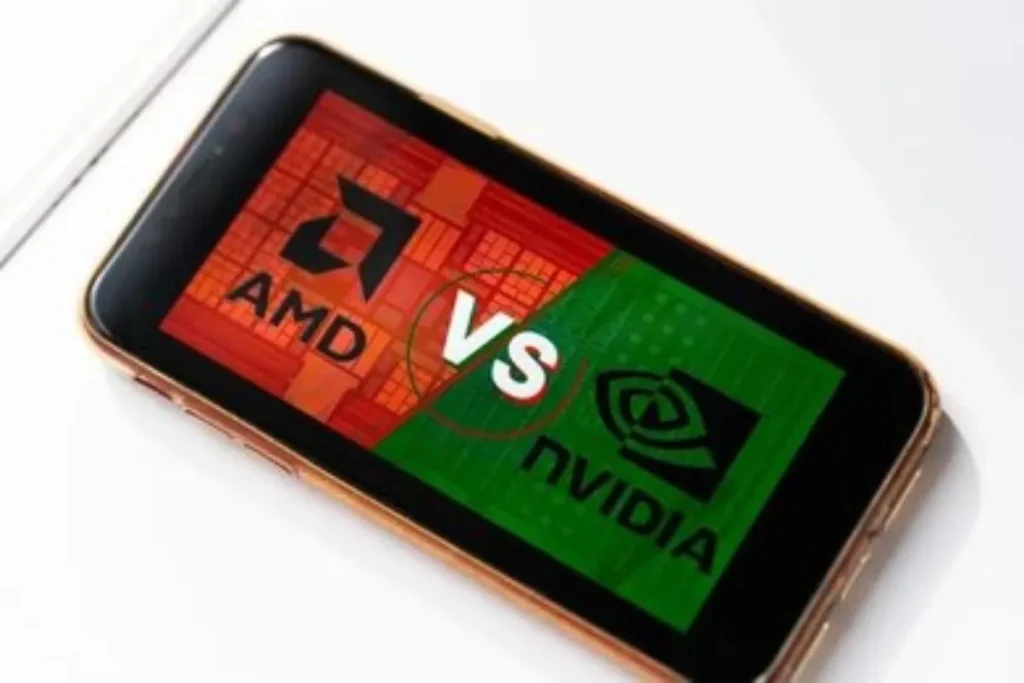 Comparison of AMD vs Nvidia GPU logos representing the rivalry in GPU performance.