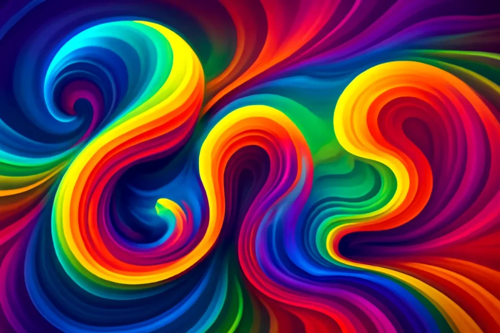 A digital artwork that features dynamic, swirling shapes, giving the illusion of movement and transformation in kinetic style.