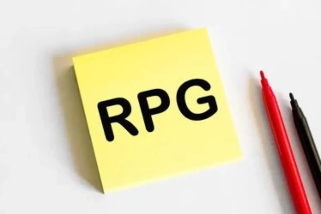 A sticky note with 'RPG' written on it, surrounded by red and black markers, symbolizing RPG statistics and attributes.